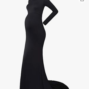 Maternity Long Sleeve Slim Fit Maxi Dress